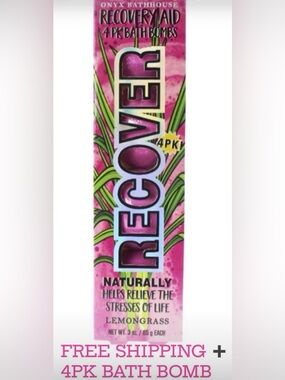 Onyx Bathhouse Recovery Aid Infused Lemongrass Bath Bombs – 4 Count (3 oz Each)